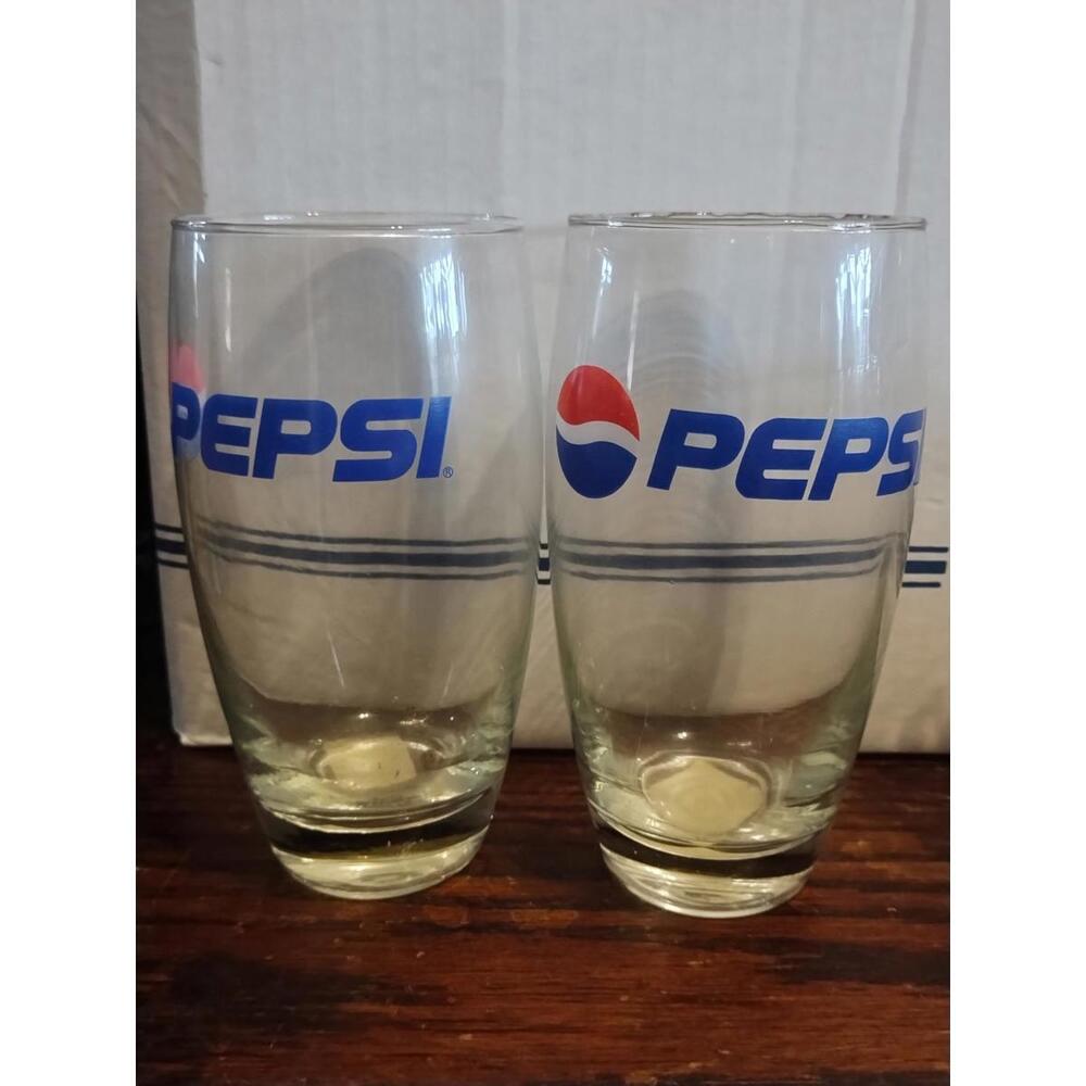 Vintage Pepsi Cola Drinking Glass lot of 2‎